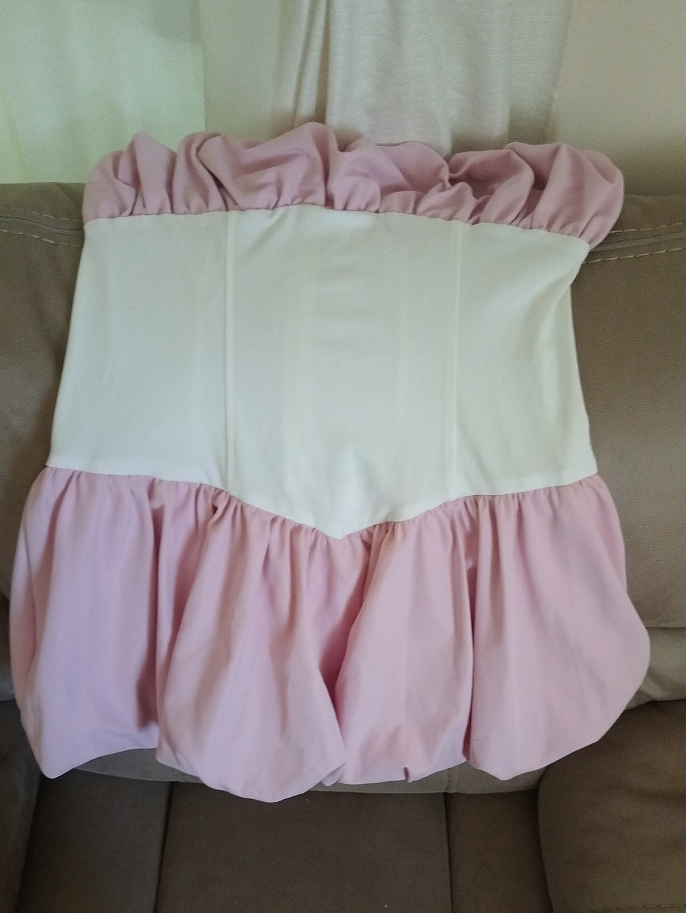 SHEIN Strapless Two-Tone Pink and Cream Bubble Dress